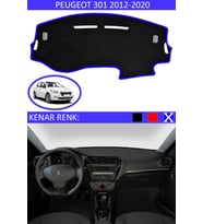Peugeot 301 2012-2020 İçin Uygun Torpido Koruma Halısı Siyah Kenar Renk Mavi