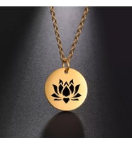 Kişiye Özel 925 Ayar Gümüş Lotus Disk Kolye (Gold)