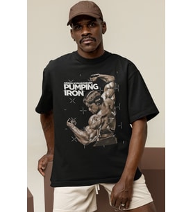 Tasarım Arnold Pumping Iron Bodybuilding Fitness Sporcu Baskılı Unisex Oversize Tişört