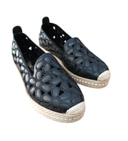 Green Mod 26y923 Kadın Nakışlı Lazerli Espadril Babet (Siyah)