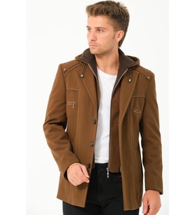 K7532 DEWBERRY ERKEK KABAN-DÜZ CAMEL