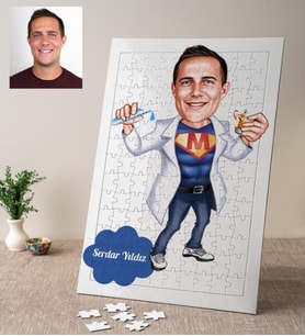 Karikatürlü Kimyager Laborant Kişiye Özel Puzzle