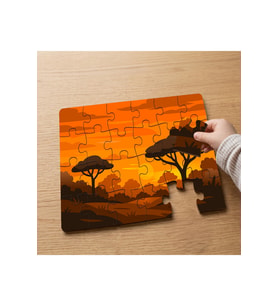 Günbatımı - Ağaçlar Tasarımlı 24 Parça Ahşap Çocuk Puzzle MPK1131