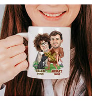Kişiye Özel İlkel Aşıklar Karikatürlü Kupa Bardak