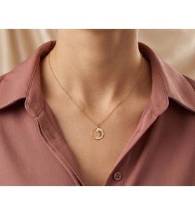 Kişiye Özel 925 Ayar Gümüş Yin Yang Güneş Tasarım Kolye (Gold)