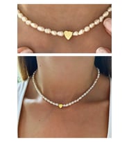 Kadın Gümüş Kolye - 3mm Kum Arpa Inci Kalpli • Işıklı Kutuda • Sevgiliye • Eşe • Choker