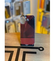 iPhone 16 Uyumlu Kristal Görünümlü Geometrik Desenli Parlak Kılıf (Kırmızı)