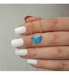KELEBEK OPAL 925 AYAR GÜMÜŞ KOLYE