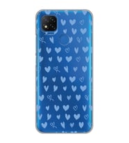 Xiaomi Redmi 9C / 10A Uyumlu Mavi Kalpler Tasarımlı Şeffaf Telefon Kılıfı