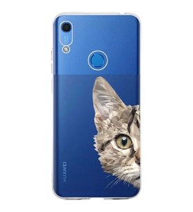 Huawei Y6s 2019 Uyumlu Kapak Catface Tasarımlı Şeffaf Silikon Kılıf