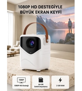 Taşınabilir Akıllı 1080p Projektör – 64gb Hafıza, 2gb Ram, Full Hd Görüntü, Kumandalı Yeni Nesil