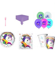 Unicorn Doğum Günü Süsleri ve Parti Seti 16 Kişilik Full Ekonomik Sofra Seti-