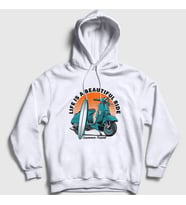 Presmono Unisex Beyaz Summer Lambretta Motorsiklet Scooter Kapüşonlu Sweatshirt 444607tt