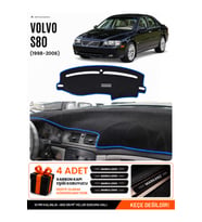e-biz VOLVO S80 (1998-2006) Uyumlu Torpido Koruma, Torpido Örtüsü, Torpido Kılıfı - Siyah-Mavi - VO004