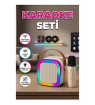 Kablosuz Karaoke Mikrofon ve Hoparlör Seti Bluetooth Taşınabilir Güçlü Ses Sistemi