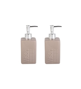 BANYO SETİ SERAMİK SIVI SABUNLUK 2 ADET BEJ MODERN 7X7X17CM 300ML