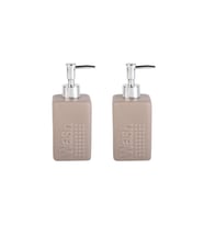 BANYO SETİ SERAMİK SIVI SABUNLUK 2 ADET BEJ MODERN 7X7X17CM 300ML