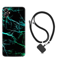 Samsung Galaxy A04E Kılıf Silikon Boyun Askılı İpli Desenli Silikon Green Thunder 1693