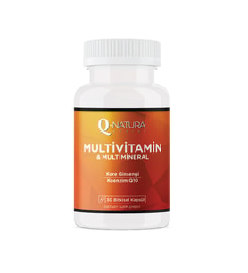Q Natura Series, Kırmızı Kore Ginsengi, Koenzim Q10, Multivitamin ve Multimineral  30 Bitkisel Kapsül