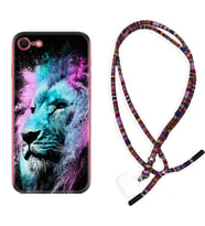 Apple iPhone 5 6 7 8 Plus Se XR Kılıf Boyun Asklı Rasta Silikon Pink Blue Leon 1603