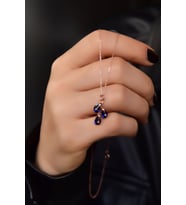 925 Ayar Gümüş Rose Kaplama Eylül Ayı Doğum Taşlı Kübik Drop Kolye