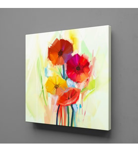 RENKLİ SOYUT ÇİÇEKLER KANVAS TABLO 150x150cm
