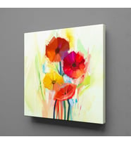 RENKLİ SOYUT ÇİÇEKLER KANVAS TABLO 150x150cm