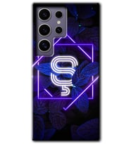 Galaxy S24 Ultra Kılıf HD Desen Baskılı Kılıf - Dark Neon Yaprak Ş Harfi