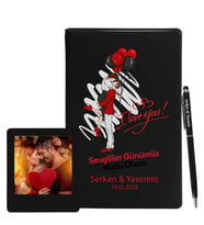 Sevgililer Gününe Özel Siyah Defter Kalem & Instagram Çerçeve Hediye Seti 18