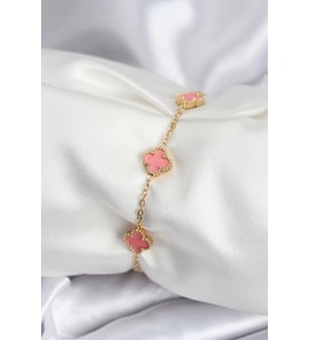 316L Çelik Gold Renk Pembe Baby Boy Yonca Kadın Bileklik 5886
