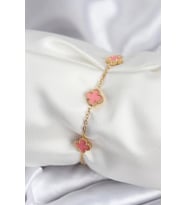 316L Çelik Gold Renk Pembe Baby Boy Yonca Kadın Bileklik 5886