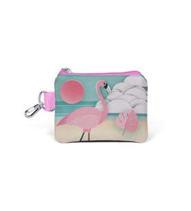 Coral High Su Yeşili Açık Pembe Flamingo Desenli Bozuk Para Çantası 21769
