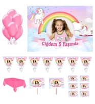 Unicorn Doğum Günü Parti Seti Magnet, PVC kaplı Afiş HDTS120-