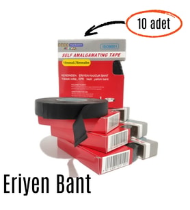 Eriyen Bant Kauçuk Bant Yalıtım Bantı 19mm x 0.80mm x 8mt (10adet)