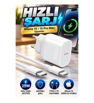 iPhone 15/15 Pro Max Uyumlu Hızlı Şarj Adaptörü ve Type-C to Lightning Kablo Seti