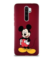 Xiaomi Redmi Note 8 Pro Soft Premier Kapak Mickey Mouse-E Tasarımlı Silikon Kılıf - Mürdüm (Şeffaf)
