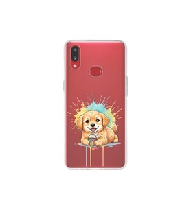 Samsung Galaxy A10s ile Uyumlu Splash Köpek Tasarımlı Şeffaf Silikon Kılıf