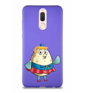Huawei Mate 10 Lite Soft Premier Kapak Bayan Puff Tasarımlı Silikon Kılıf - Mor (Şeffaf)