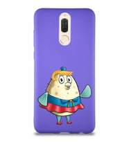 Huawei Mate 10 Lite Soft Premier Kapak Bayan Puff Tasarımlı Silikon Kılıf - Mor (Şeffaf)
