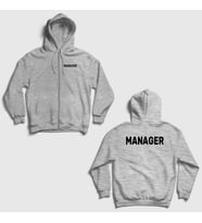 Presmono Unisex Gri Yönetici Müdür Manager Sırt Baskılı Fermuarlı Kapüşonlu Sweatshirt 545861tt (Gri)