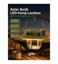 Solar Şarjlı Mıknatıslı LED Kamp Lambası 2000 Lümen 25W SMD LED USB Şarjlı Powerbank Özellikli Askılı Kamp Feneri Güneş Enerjili