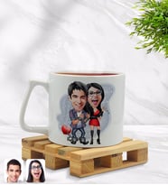 BK Gift Kişiye Özel Sevgililer Karikatürlü Middle Beyaz Kupa Bardak Model 1