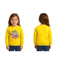 Unisex Labubu Baskılı Çocuk Swaetshirt 3 İplik Şardonlu (Sarı)