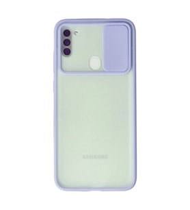 Samsung Galaxy A11 Kılıf Palm Buzlu Kamera Sürgülü Silikon - Lila