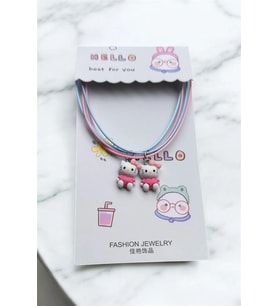 Best Friends Hello Kitty Kolye - 2'li Çift Kolye Seti - Arkadaşlık Kolyesi