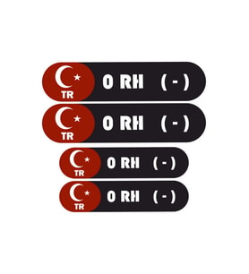 KAN GRUBU KASK ETİKETİ 4 PARÇA 0 RH (-) ETİKET STİCKER