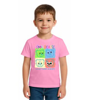 Unisex Ayıcık Bear Baskılı Çocuk Tişört pamuklu penye kumaş (Pembe)