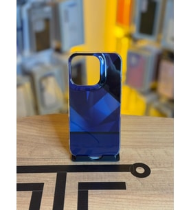 iPhone 16 Pro Uyumlu Kristal Görünümlü Geometrik Desenli Parlak Kılıf (Mavi)