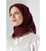 Tesettür Biyeli Bürümcük Düz Şifon Eşarp - Bordo