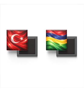 Buzdolap Magnetleri - Mauritius Bayrağı ve Türk Bayrağı - 2'li Set Magneti
